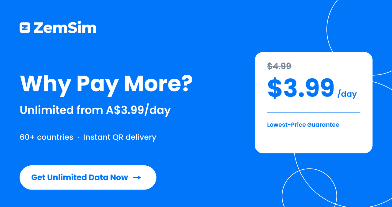 Why pay more? Unlimited data from A$3.99/day